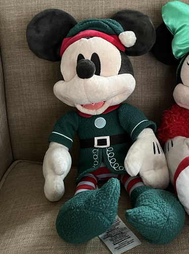 Peluche Disney Mickey Mouse Navidad Elfo Vacaciones 14" 2024