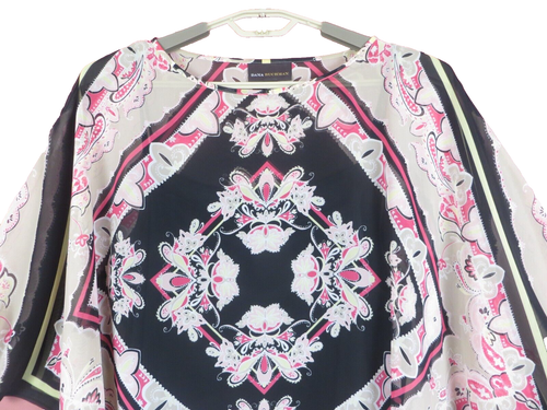 DANA BUCHMAN Women Lite See Thru Polyester Loose Fit Blouse Multicolor Geo XL - Picture 3 of 11