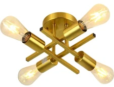 16 in. 4-Light Modern Sputnik Linear Gold Metal Industrial Farmhouse Semi