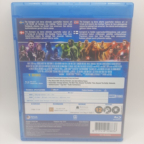 Avengers: Infinity War (Blu-ray, 2018) Region Free - 第 4/4 張圖片