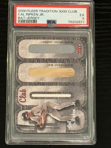 2000 Fleer 3000 Club Bat/Jersey Cal Ripken Jr /100 PSA EX 5 (pop:1, higher:1)
