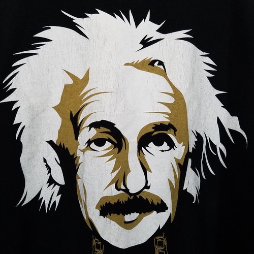 Camisa Einstein Para Hombre Grande Negra Albert Einsten MC2 Cadena Dorada Informal - Imagen 2 de 8