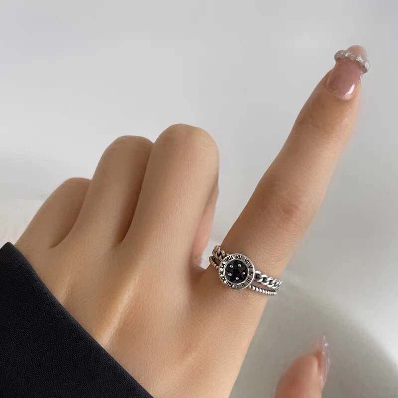 925 Sterling Silber Uhr Uhr Zeitverstellbar Ring Damen Mädchen Geschenk Herren - Bild 4 von 4