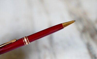 Sehr Schöner Montblanc Meisterstück Kugelschreiber Bordeaux Harz & 18 Karat Gold