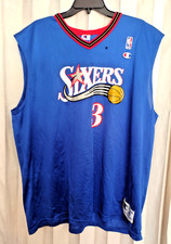 Vintage Allen Iverson 3 Philadelphia 76ers Champion Blue Jersey Sz XL / 48