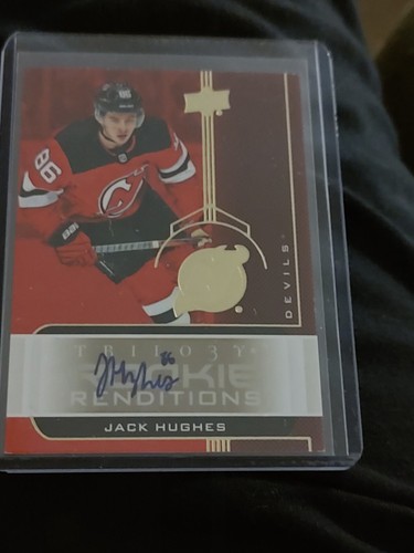 Jack Hughes 2019 2020 Rookie Autogramm Trilogie Oberdeck - Bild 1 von 6