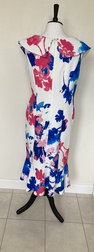 🩶KATE COOPER ~ Stunning White/Cerise/Blue Sleeveless Dress Sz 14🩶 - Picture 7 of 8