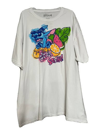 Disney Stitch XL XG White T-shirt Stitch In Hawaii Short Sleeve Women’s - Picture 8 of 10
