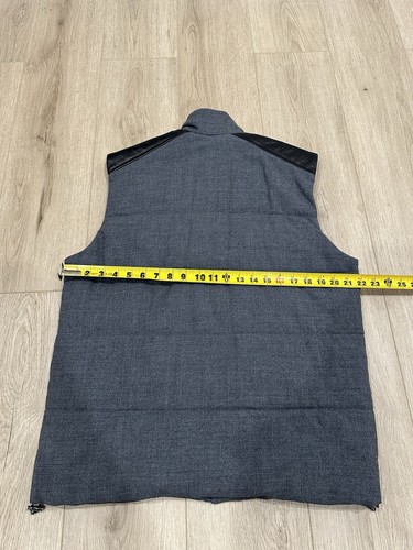 VINCE Wool Blend Leather Trim Men's Vest Size Large Gray - Picture 10 of 11