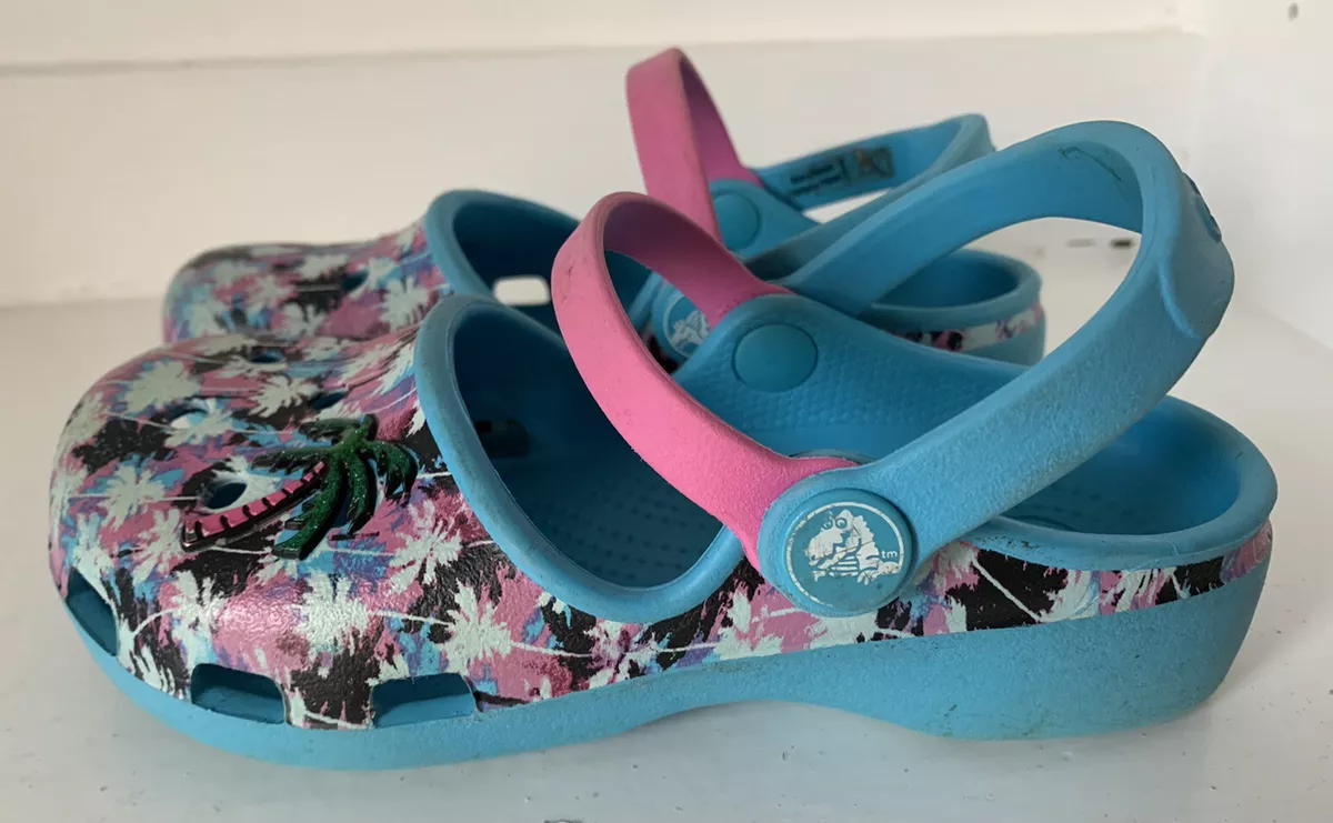 Girls Toddler Kids Crocs Karin Mary Jane Palm Tree Sandal Floral