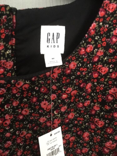 Gap Girls Short Sleeved Dress Black Red Pink Pinwale Corduroy Size M 8-9 NWT - Picture 4 of 6
