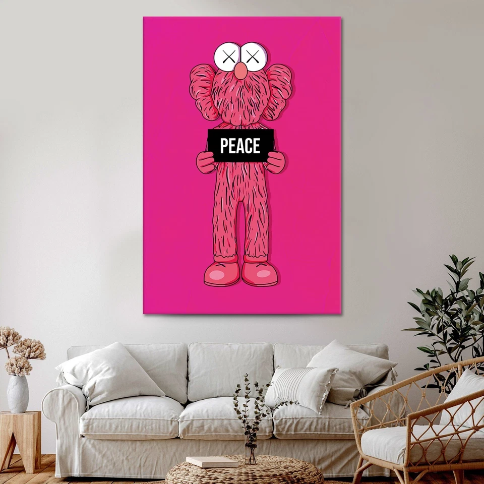 Póster de arte pop arte de pared de dibujos animados paz impresión en lienzo listo para colgar decoración Hypebeast Foto 4 de 4