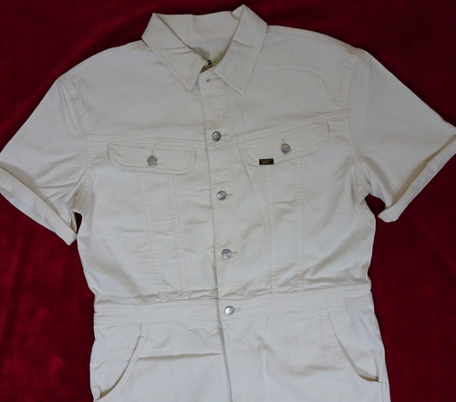LEE Short Jumpsuit Romper Union Alls Women's Size L Ivory One Piece Short Sleeve - Picture 4 of 9