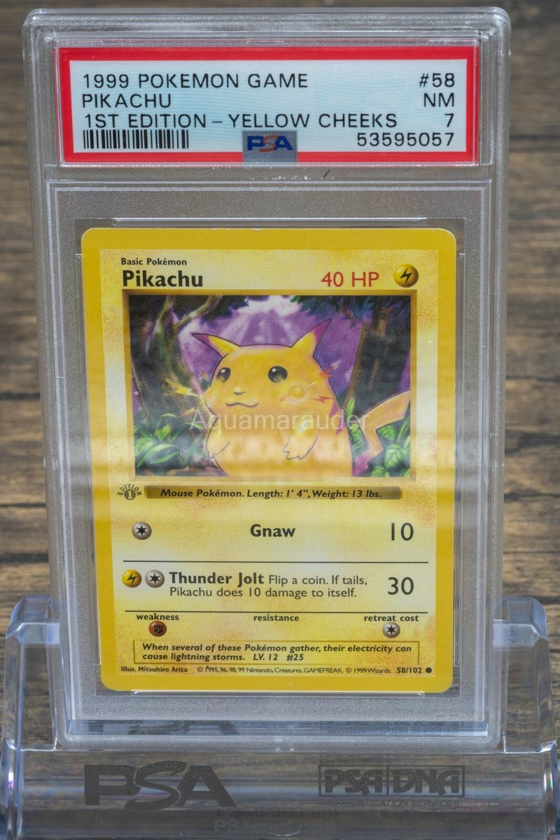 1999 Pokemon Pikachu #53 Grey Stamp Shadowless 1st Edition