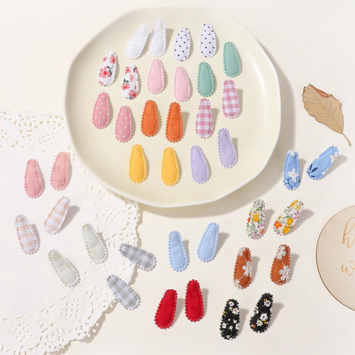 40 PCS Snap Hair Clips for Girls Flower Patterns Toddler Hair Clips 1.5"" Wrappe - Picture 7 of 7