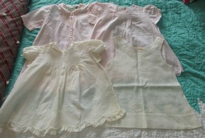 4-Vintage-Baby-Infant-Embroidered-Pintuck-White-amp-Pink-Dresses-amp-Slip