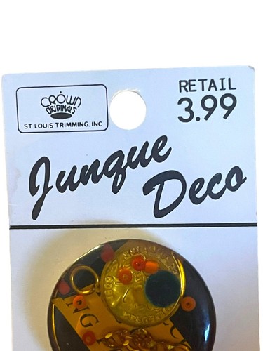 Vtg 1990s Carded Lucite Junque Deco Charm Buttons Coin Jewel Beads Chain 685 #24 - Picture 6 of 8