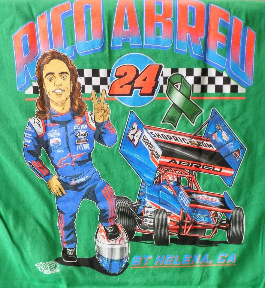 Rico Abreu Autographed TShirt Sprint Car Racing w/ Signed Card Size L