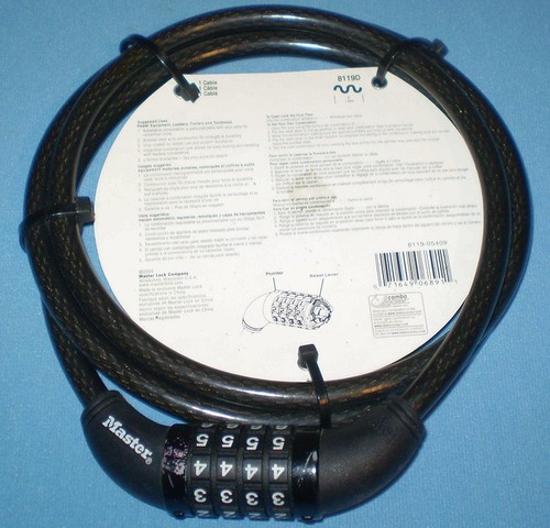 Master Lock 8119D 8119DPF 5' Braided Steel 3/8" Cable Combination Bike Lock NEW - Picture 2 of 4
