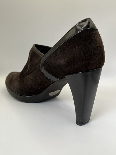 Stuart Weitzman Chocolate Brown Suede Ankle Booties Block Heel Womens 6.5M - Picture 14 of 17