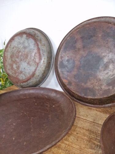 Großes rundes Industrial Vintage rustikal verzinktes Eisen Metall Serviertablett Getränke - Bild 5 von 8