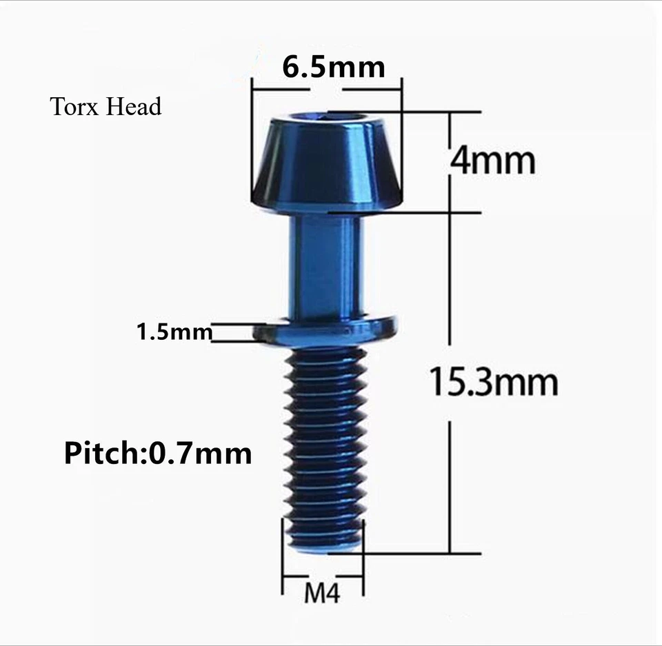 钛螺栓 M4x15.3 毫米锥形扭矩带洗衣机自行车杆螺丝适用于 Ritchey C260 — 第 3/4 张图片
