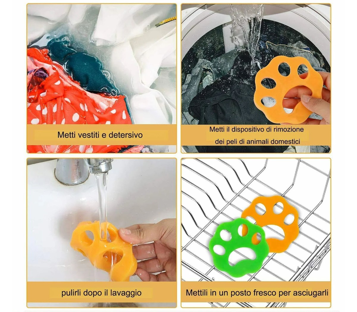 6 Palline Cattura Peli Per Lavatrice E Asciugatrice - Rimuove Peli Di Cani, Gatti E Pelucchi Da Vestiti E Tessuti - Foto 4