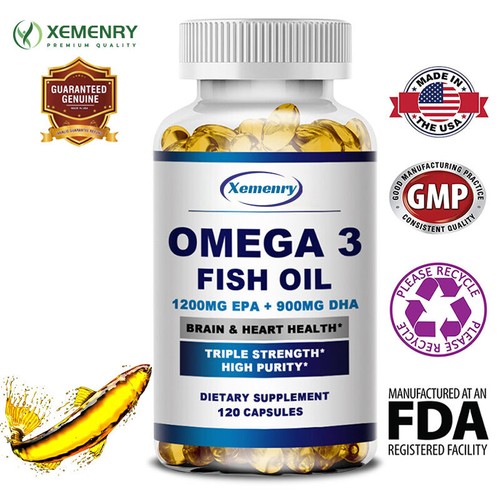 Omega 3 Fish Oil Capsules 7594mg - 3x Strength, Highest Potency - EPA, DHA - Afbeelding 1 van 9