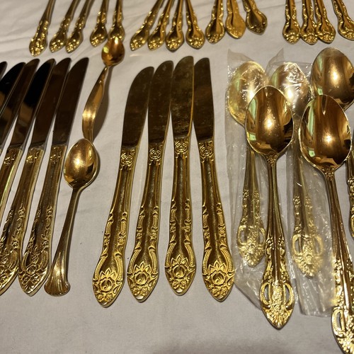 STAINLESS 24K GoldPlated /Rogers, 37 pcs. Assorted patterns HANFORD FORGE - Picture 3 of 7