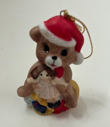 Southland Corporation Vintage Ornament Porcelain Mouse Holding Doll Santa Hat - Picture 5 of 5