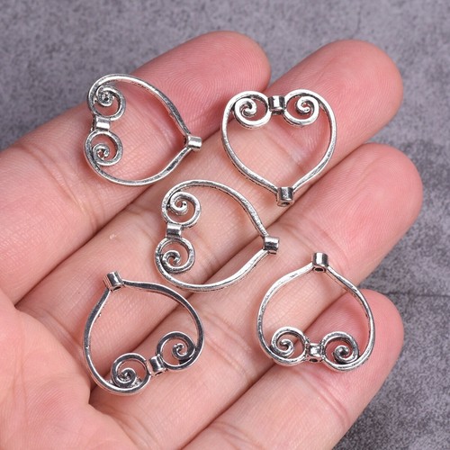 20 pz connettori perline sciolte oro/argento a forma di cuore 20 mm per la realizzazione di gioielli - Foto 7 di 9