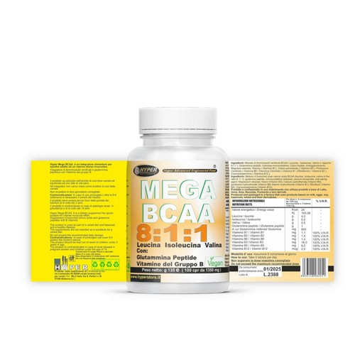 BCAA 8:1:1 Aminoacidi Ramificati 100 compresse + Glutammina peptide + Vitamine - Foto 6 di 6