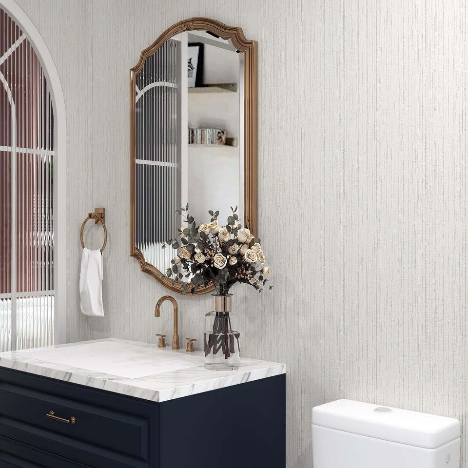 Taupe Grasscloth Peel and Stick Wallpaper Textured Neutral Faux