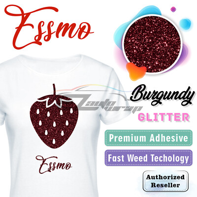 Burgundy Glitter Heat Transfer Vinyl HTV T-Shirt 10'' Iron On Heat Press DG24