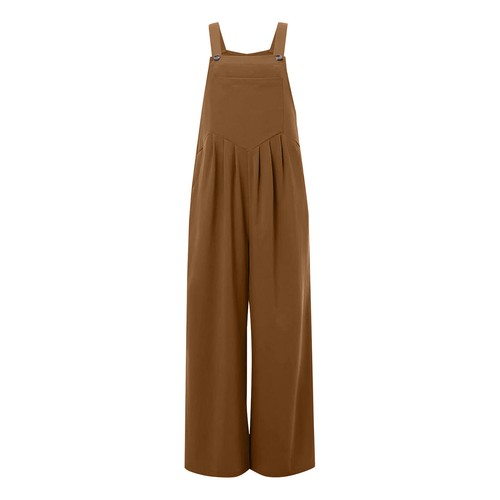 Damen weites Bein langer Jumpsuit Overall Tasche Latzhose Strampler Playsuit - Bild 12 von 77