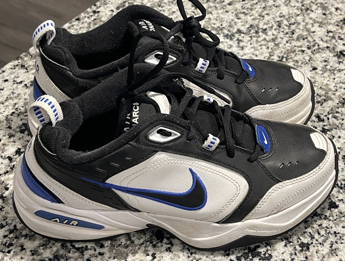 Nike Air Monarch IV Mens Size 8 Shoes White Black Blue Leather Dad Sneakers