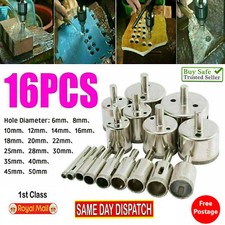 16PCS DIAMOND HOLESAW SET HOLES SAW DRILL BIT CUTTER TILE GLASS MARBLE CERAMIC