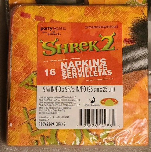 NEW ~SHREK 2~ 4 packs of 16-PAPER DESSERT  NAPKINS-  PARTY SUPPLIES - 2004 NOS   - Picture 3 of 3