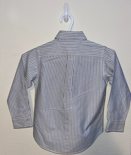 Chaps Button-Up Shirt Boys Size 5 Multicolor Striped Cotton Long Sleeve Casual - Picture 2 of 5