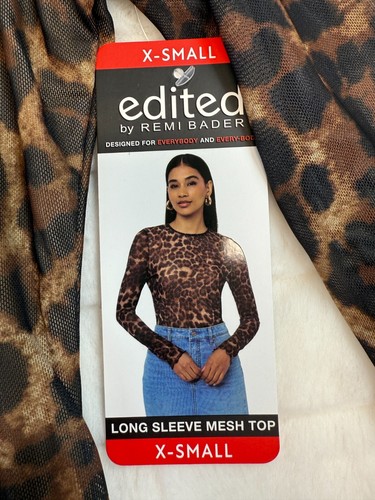 Edited Shirt Womens XS Cheetah Print Top Blouse Long Sleeve Mesh Round Neck New - Picture 3 of 13
