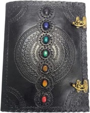 Black Leather Journal Book Stone Embossed Handmade Book of Shadow 10 x 13 inches