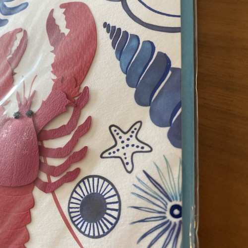 Papyrus Blank Card Lobster & Shells Layered Beach Design Rare Retired - Picture 4 of 9