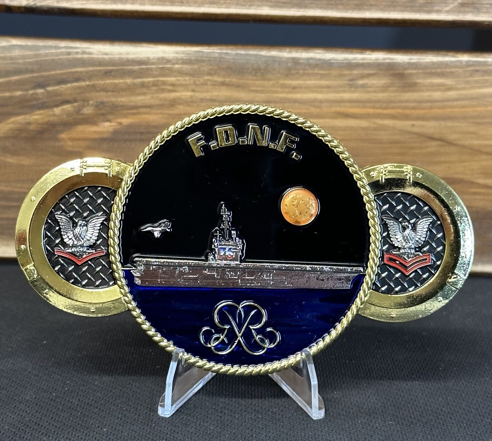 Massive US Navy Challenge Coin USS Ronald Reagan CVN-76 Association Coin NON CPO-image