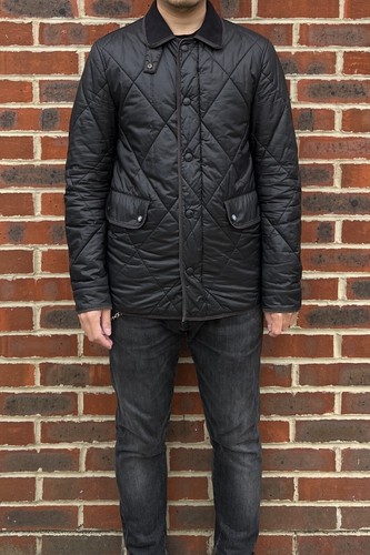 Burberry Brit Mens SMALL Quilted Padded TOWNSEND Jacket Leather patches B92 - Picture 4 of 22