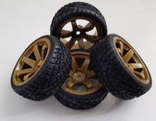 1/10 RC Car on road/touring/rally Wheels & Tyres x4 Gold