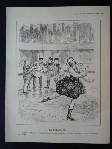 1939 Vintage Druck 2. Weltkrieg HITLER / POLNISCH / POLNISCH EISLAUFER - LA POLONAISE - Bild 2 von 2