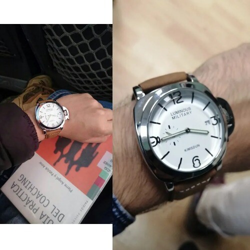 Reloj de pulsera militar de cuero marrón impermeable de cuarzo impermeable para hombre de marca superior - Imagen 4 de 30