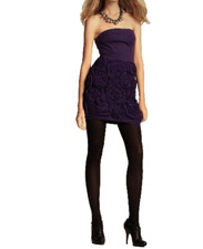 Cynthia Steffe Womens Rosette Appliqué Strapless Dress Size 0 Purple Fit Short