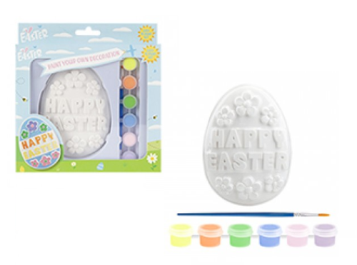 Paint Your Own Easter Decoration Egg Sign Plaster Set Childrens Craft Activity - Picture 3 of 3