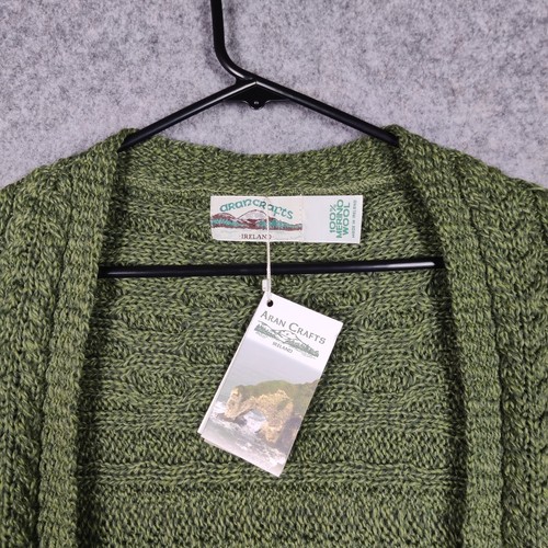 Aran Crafts Poncho Womens Dark Green Merino Wool Cable Knit Fringe Shawl Ireland - Picture 7 of 14